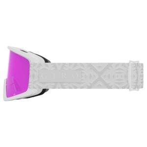 Giro Dylan Asian Fit Ski Goggles - Snowboard Goggles for Women & Youth - White Flake Strap with Amber Pink/Yellow Lenses