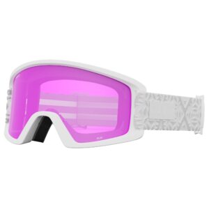 giro dylan asian fit ski goggles - snowboard goggles for women & youth - white flake strap with amber pink/yellow lenses