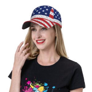 Women Men Outdoor Baseball Hat Breathable Sports Sun Cap (Red Blue White American Flag)