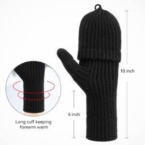 Cierto Winter Fingerless Gloves for Women & Men | Cold Weather Convertible Thermal Gloves for Cycling Running Driving Ski,Mens Womens Warm Knit Mittens