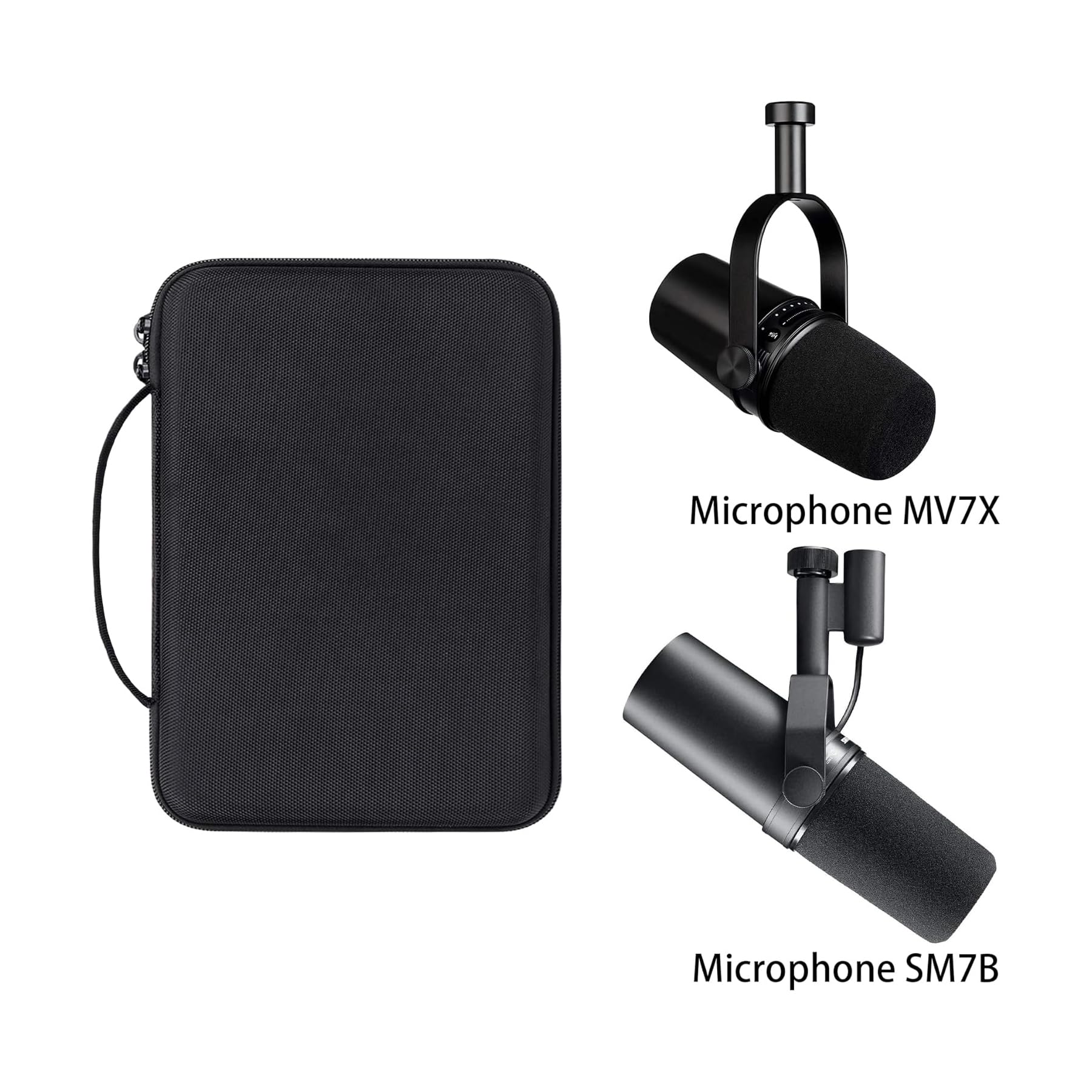 Aenllosi Hard Carrying Case Compatible with SM7B/MV7 SM7dB Vocal Dynamic Microphone for Broadcast (SM7B/MV7/ SM7dB)