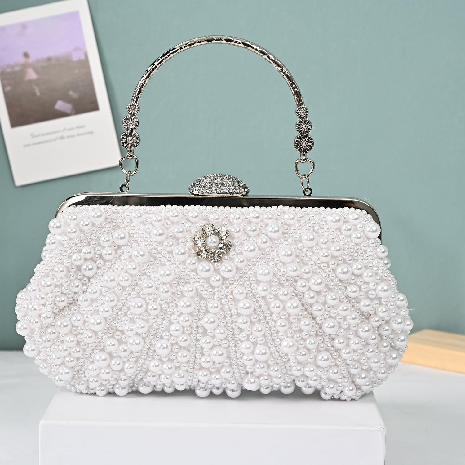 Ofuleo Evening Handbag Pearl Clutch Wedding Bag Formal Purse for Prom Party Dating Casual for Women