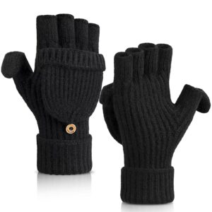 cierto winter fingerless gloves for women & men | cold weather convertible thermal gloves for cycling running driving ski,mens womens warm knit mittens