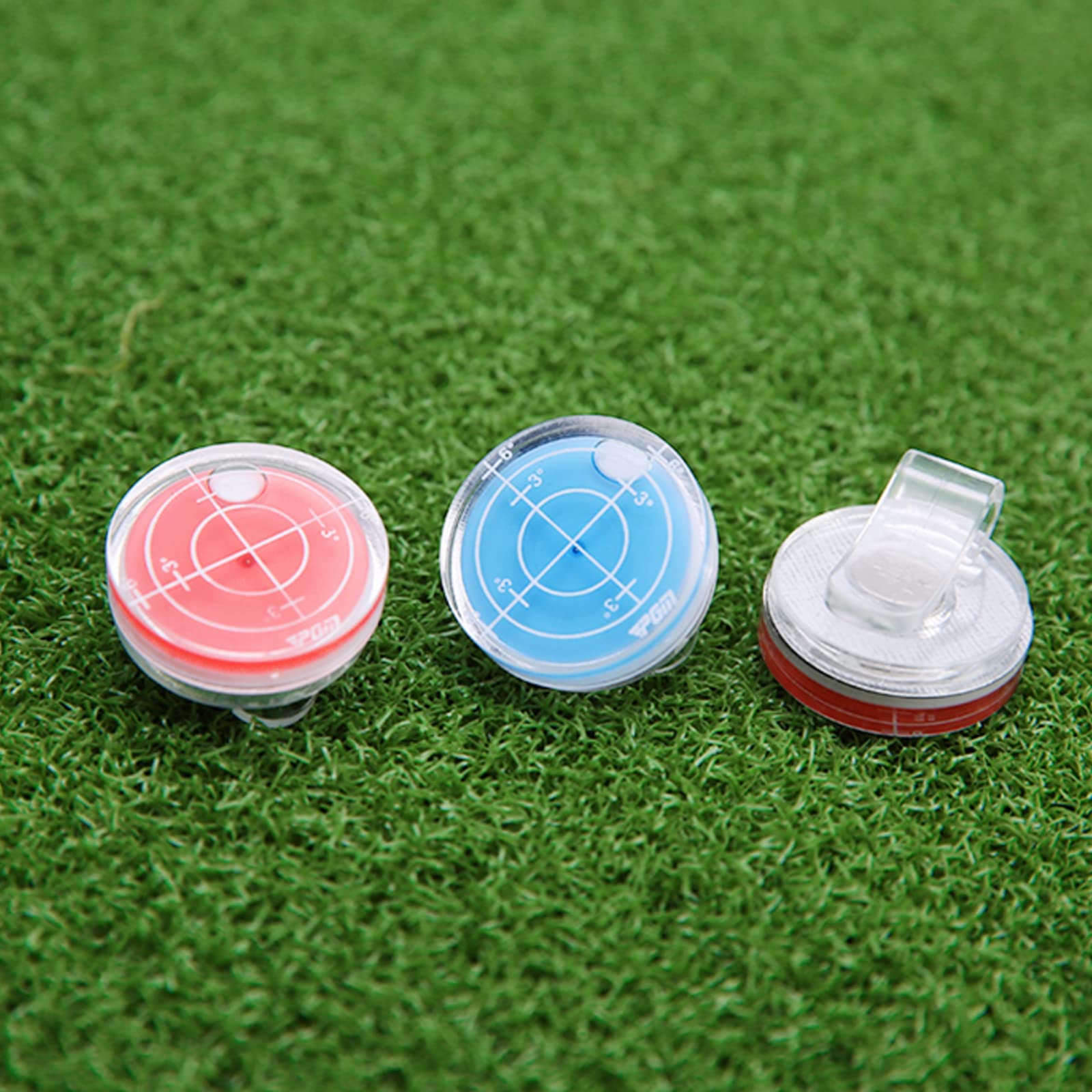 PGM Ball Markers Hat Clip Golf Putting Aid Round Bubble Level High Precision Reader