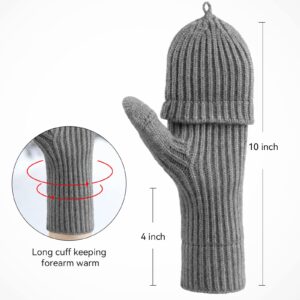 Cierto Winter Fingerless Gloves for Women & Men | Cold Weather Convertible Thermal Gloves for Cycling Running Driving Ski,Mens Womens Warm Knit Mittens