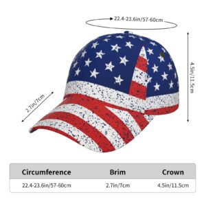 Women Men Outdoor Baseball Hat Breathable Sports Sun Cap (Red Blue White American Flag)