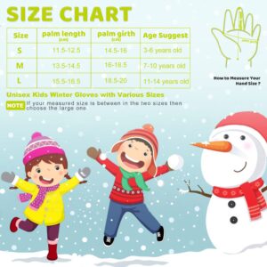 ThxToms Kids Warm Gloves Winter Waterproof Snow Gloves for Ourdoor Sports, Toddler Bulky Ski Gloves for Boys Girls