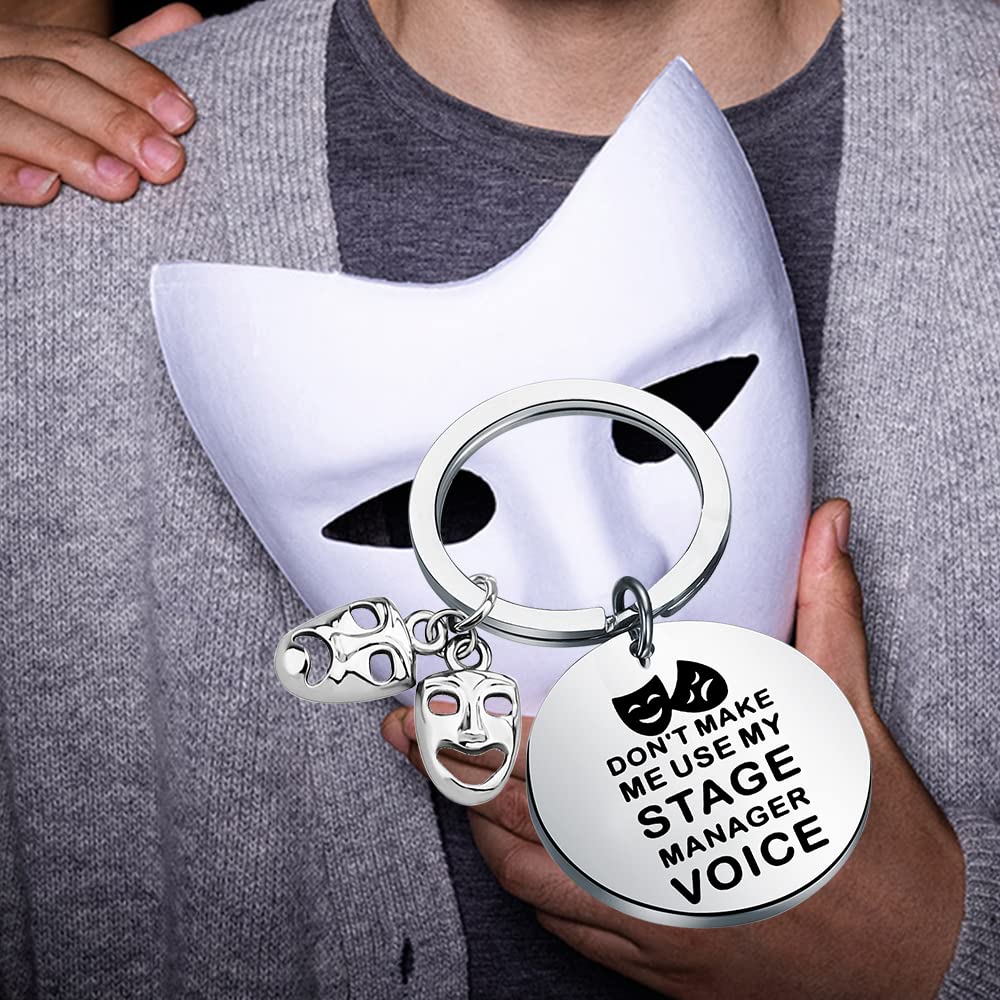 TGBJE Stage Manager Gift Don’t Make Me Use My Stage Manager Voice Keychain Funny Theater Gift Comedy Tragedy Masks Gift For Drama Student (stage voice kc)