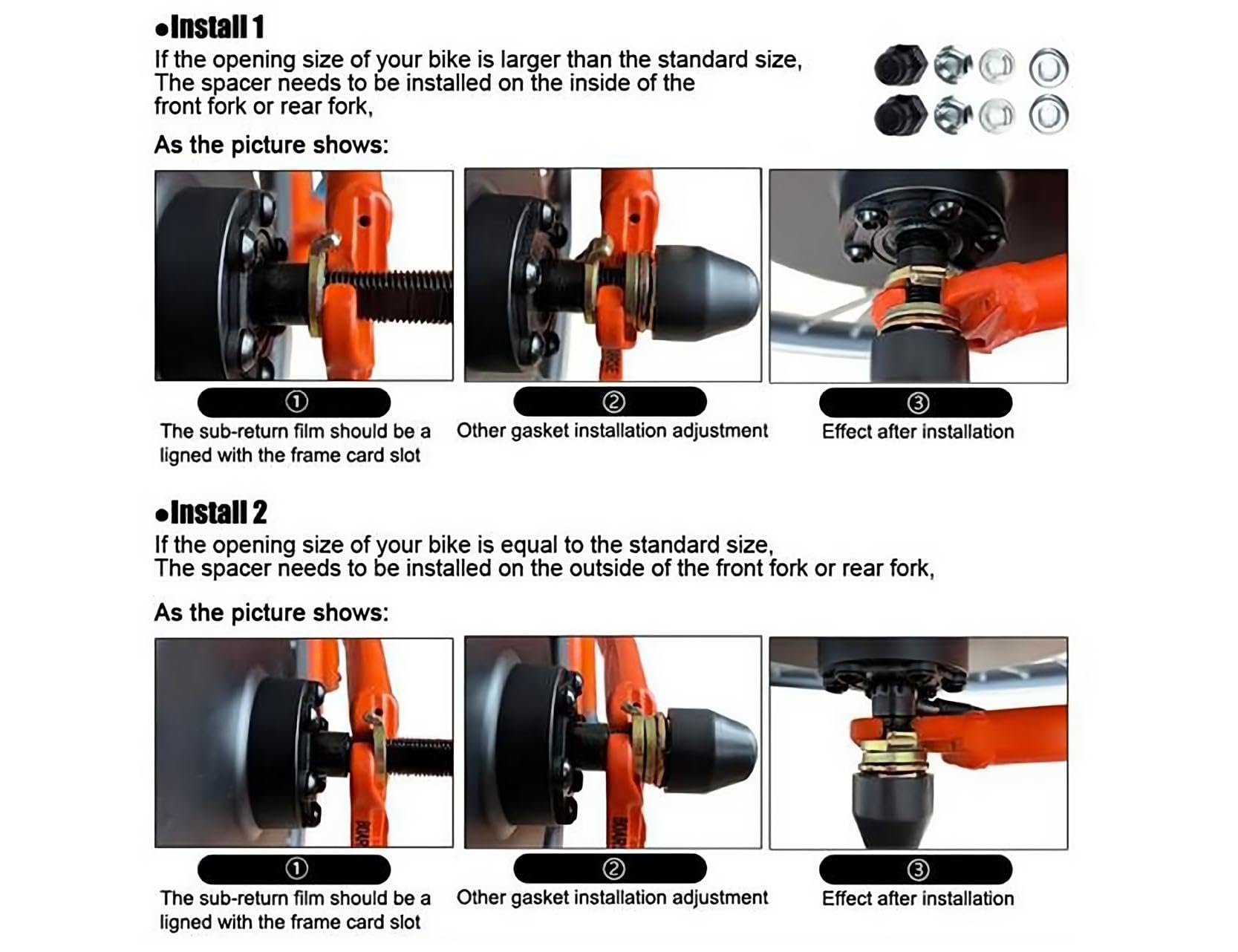 Auto-plaza E-Bike Hub Motor Nuts Bike Safety Washers Electric Bicycle Wheel Lock Nuts Motor Axle Bolt Screw Full Set (M12 Shaft)