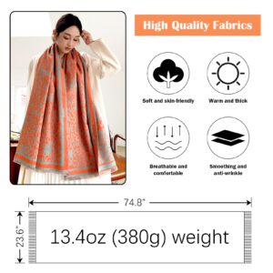 RainFlowwer Womens Pashmina Shawl Wrap Scarf Winter Warm Wool Scarves Large Reversible Stole Scarf Evening Dress Christmas Gift