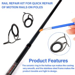 Fishing Rod Repair Kit 16pcs 8 Sizes Spinning Casting Rod Guides Eyelet Set 2pcs Brush 2pcs Wrapping Thread Ceramic Guides Rings Replacement Parts Repair for Baitcasting Sea Rods