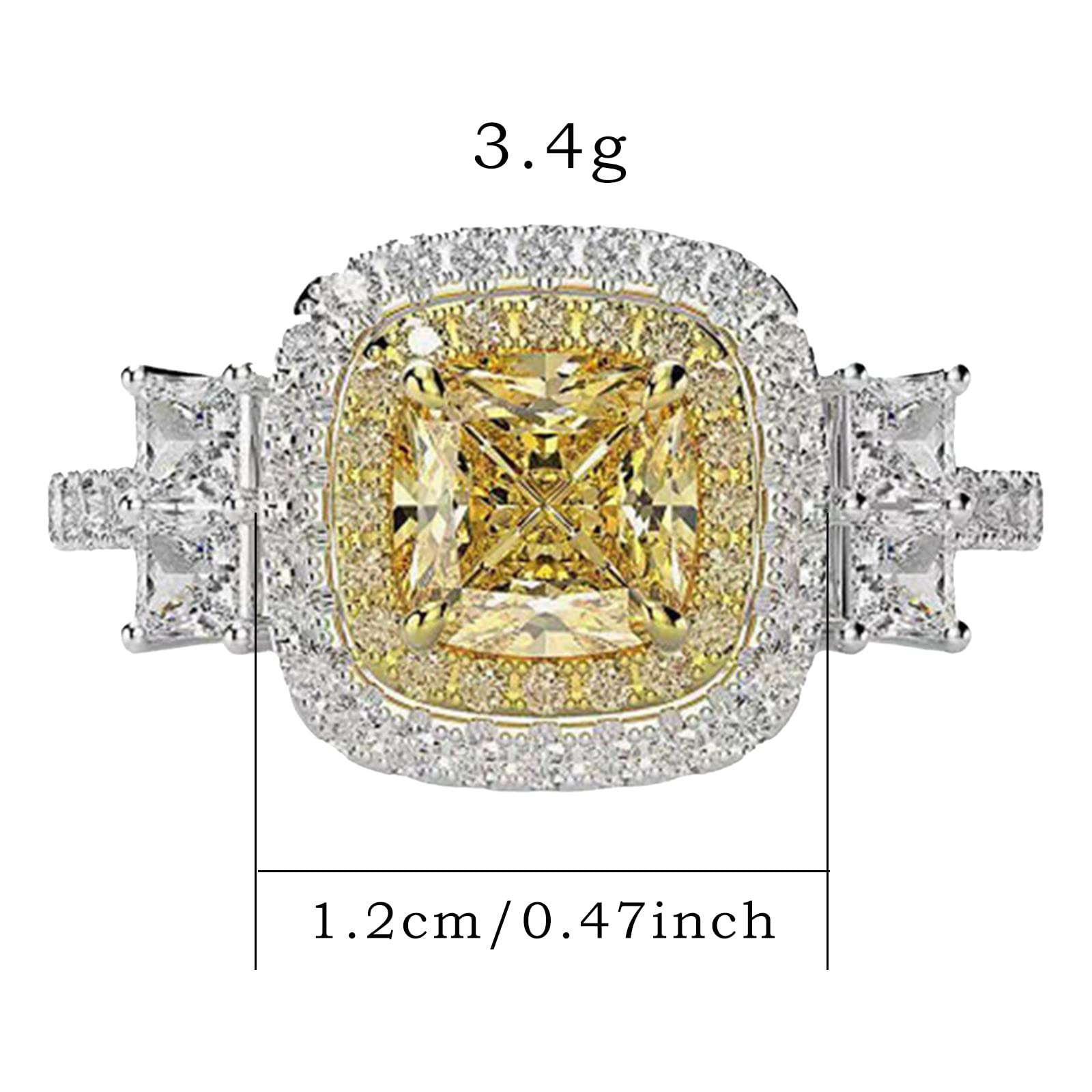 Chunky Rings for Women Jewelry Engagement Cut Wedding Stone Gift White Ring Handmade Luxury Rings (Gold, 8)