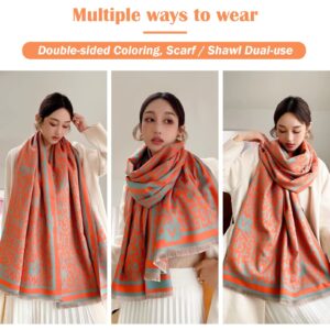 RainFlowwer Womens Pashmina Shawl Wrap Scarf Winter Warm Wool Scarves Large Reversible Stole Scarf Evening Dress Christmas Gift