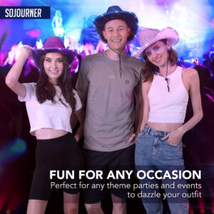 SoJourner Bags Silver LED Sequin Light Up Cowgirl Hat - LED Cowboy Hat for Bachelorette Parties, Halloween and More - Neon Cowboy Hat Light Up for all Occasions