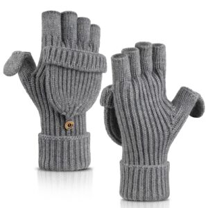 cierto winter fingerless gloves for women & men | cold weather convertible thermal gloves for cycling running driving ski,mens womens warm knit mittens