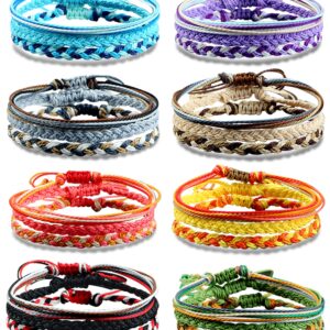 COLOYAN 24 Pieces String Bracelets for Women Adjustable Waterproof Boho Rope Bracelets Wave Surfer Friendship Bracelets Summer Beach Anklets Jewelry