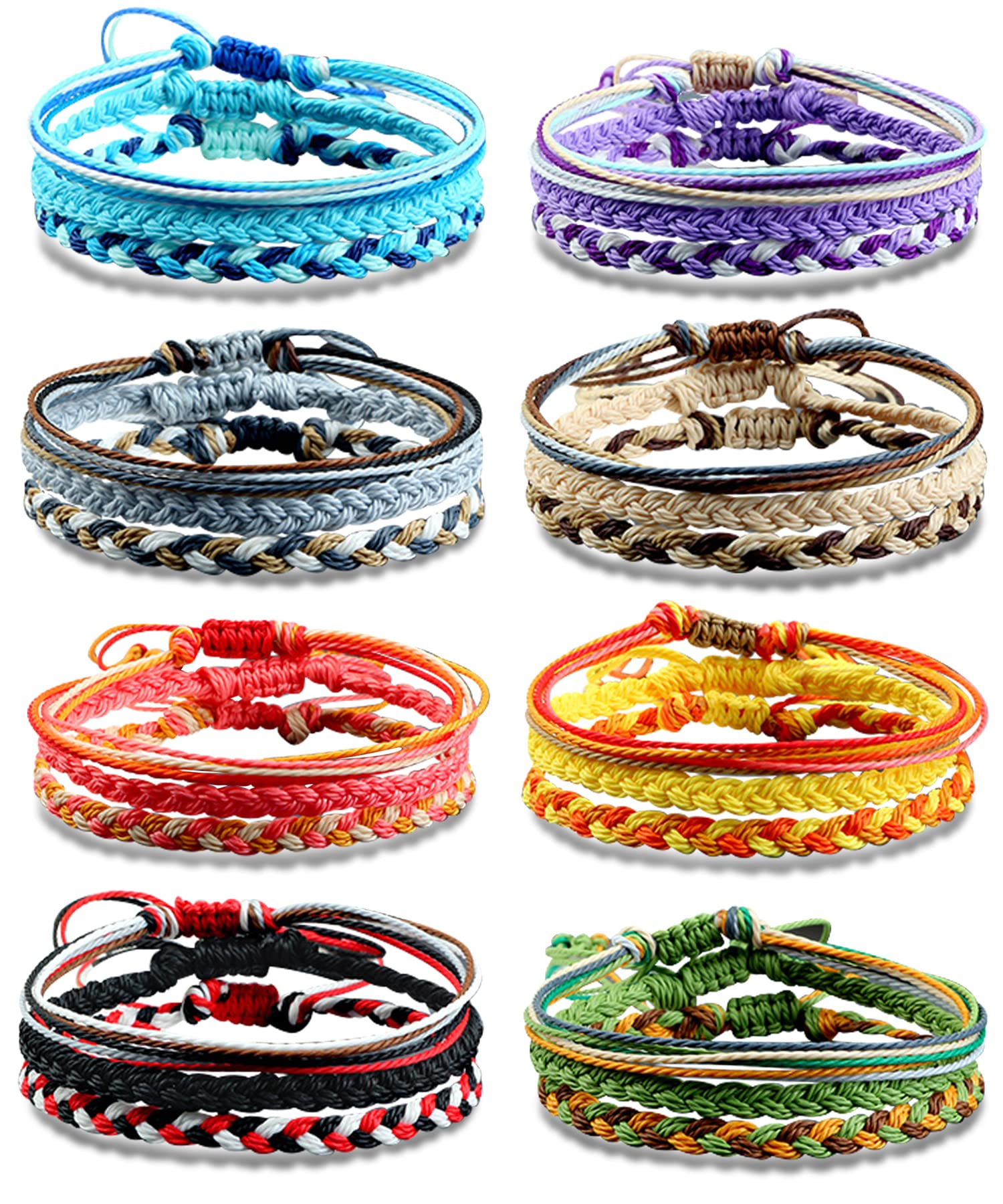 COLOYAN 24 Pieces String Bracelets for Women Adjustable Waterproof Boho Rope Bracelets Wave Surfer Friendship Bracelets Summer Beach Anklets Jewelry