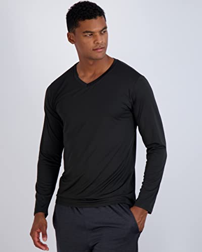 4 Pack: Mens Long Sleeve V Neck Shirt Top Shirts for Men T Shirt Tee Workout Rash Guard Quick Dry Fit Gym Tees Athletic Active Compression Work Casual Exercise Running Sports - Set 6,L