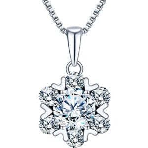 Diamond Necklaces for Women, Birthday Gifts for Mom Wife Girlfriend, 1 Carat Diamond Moissanite D Color (VVS1) Pendant Necklaces, Anniversary Jewelry Present for Wife, Sterling Silver, Diamond