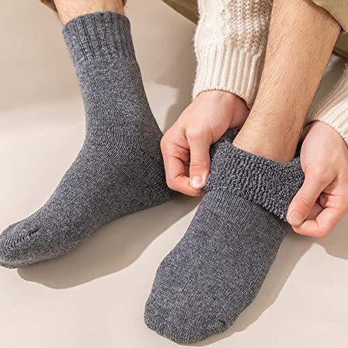 YQHMT Mens Super Thick Wool Warm Socks Gifts Soft Comfort Casual Knit Winter Crew Socks Stocking Stuffers, Christmas Gift (Multicolor-01)