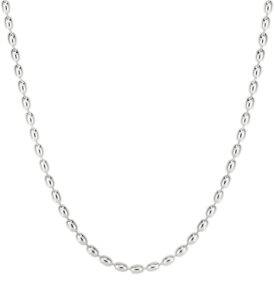 savlano 925 sterling silver oval rice bead strand chain necklace for women - made in italy comes with a gift box (20, 2.3mm)