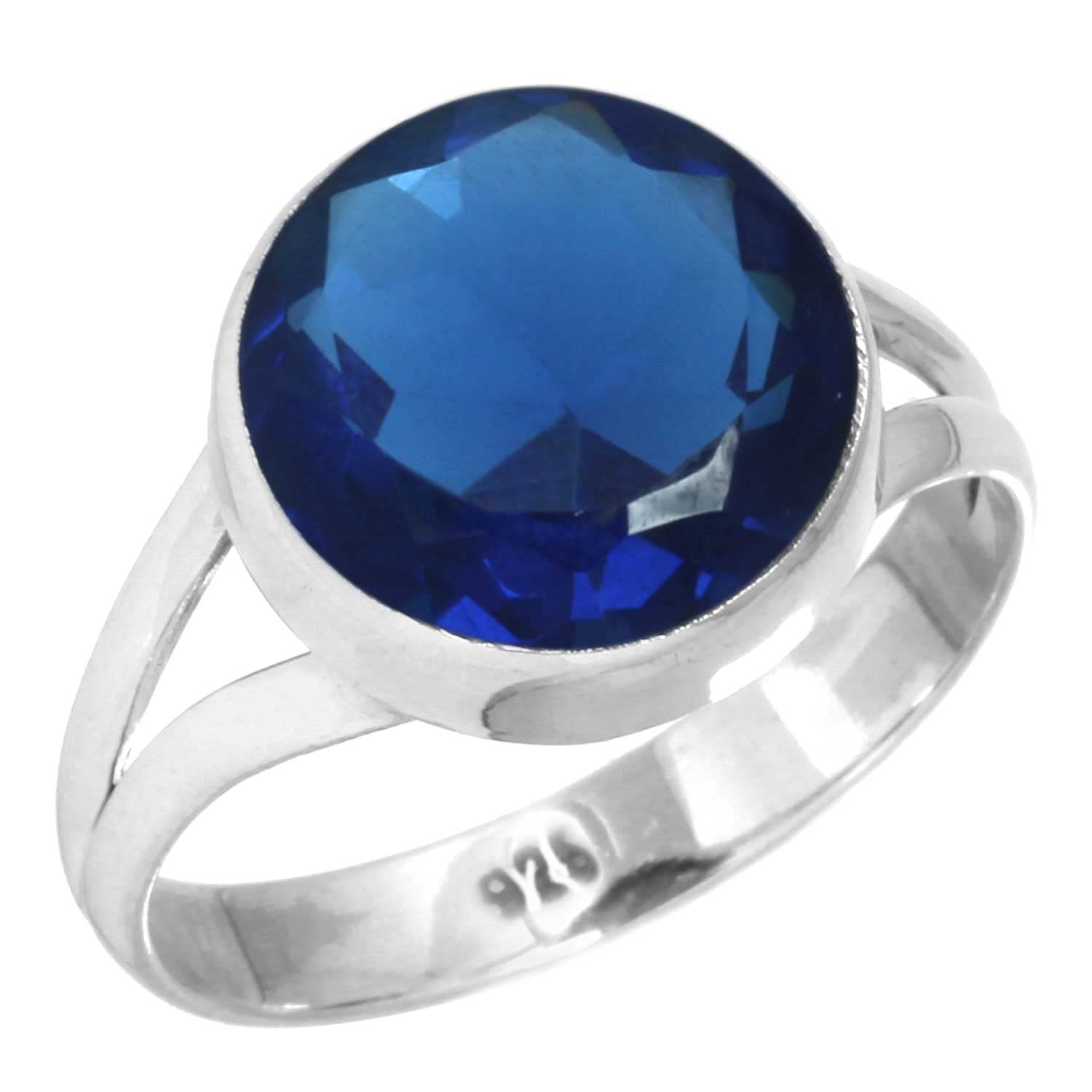 JEWELOPORIUM Blue Sapphire Simulated 925 Silver Ring for Women Gemstone Victorian Silver Ring Size 10 Friendship Day Gift Handmade Jewelry