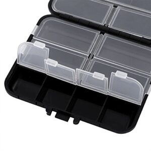 BORDSTRACT Fishing Tackle Boxes, 26 Compartments Black Plastic Fishing Storage Box, Organizing Case for Lures, Baits, and Fishing Accessories