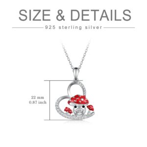 TYSO Mushroom Necklace 925 Sterling Silver Frog Mushroom Pendant Jewelry Gifts for Women