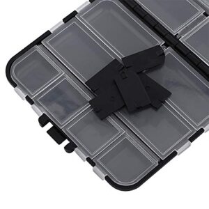 BORDSTRACT Fishing Tackle Boxes, 26 Compartments Black Plastic Fishing Storage Box, Organizing Case for Lures, Baits, and Fishing Accessories