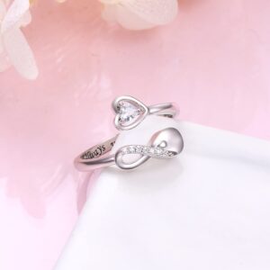 HOOHWE Cremation Ring for Ashes - Sterling Silver Infinity Mini Urn Ring Heart Shape Hold Loved Ones Ashes Always With You Memorial Keepsake Locket Rings for Human/Pet Ash Memorial Jewelry for Women