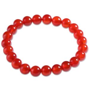 YANYUNZHUBAO Natural Red Agate Stretch Bracelet Healing Crystals Carnelian For Women Jewelry Beauty Happiness Auspiciousness Wealth(8 mm)