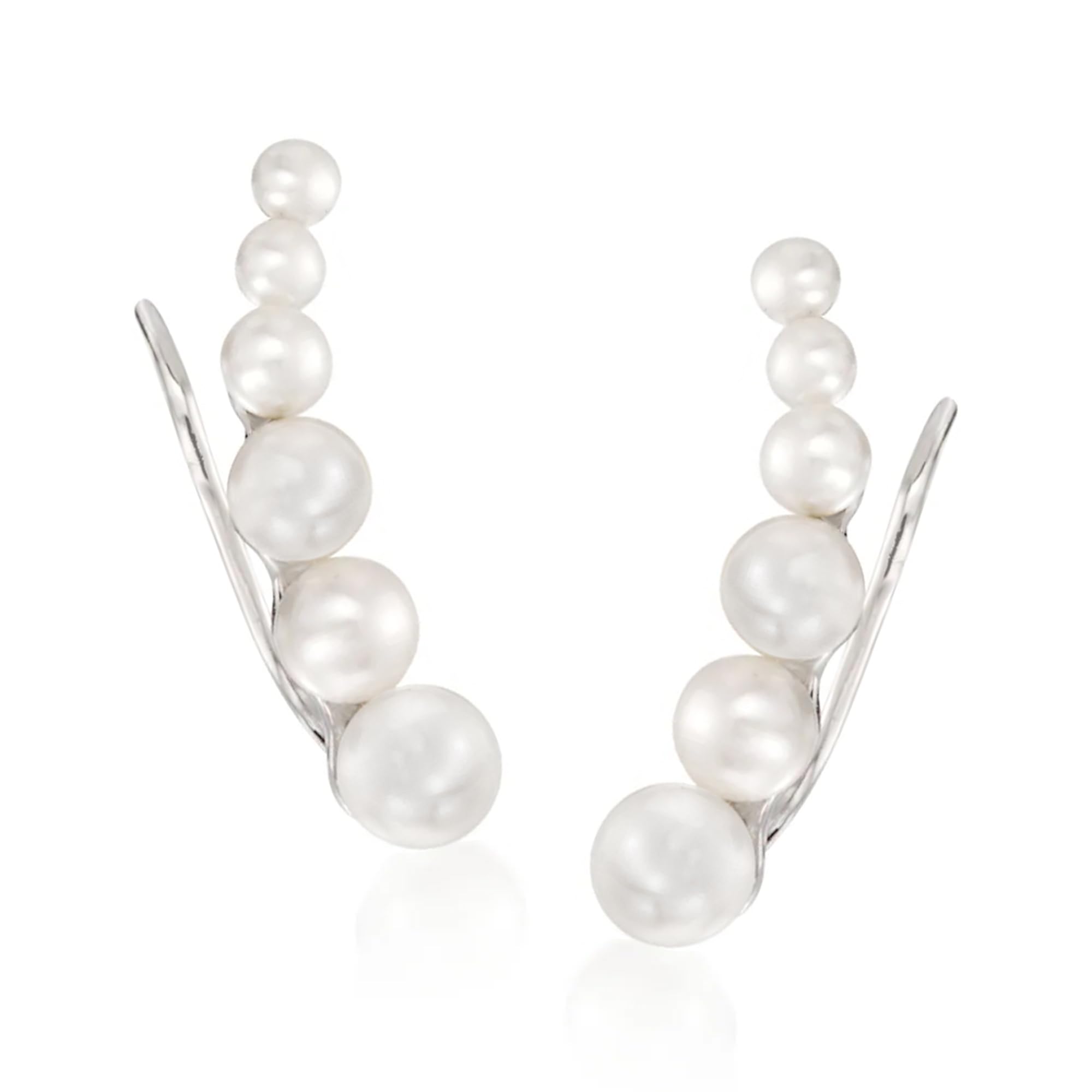 Ross-Simons 3-6mm Cultured Pearl Ear Climbers in Sterling Silver