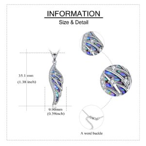 URONE Angel Wing Necklace for Women 925 Sterling Silver Abalone Shell Guardian Angel Pendant Wing Jewelry Gift