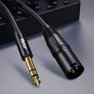 Veetop 1/4 Inch TRS to XLR Male Cable, Balanced 6.35mm Quarter inch TRS Plug to 3-pin XLR Male, Quarter inch TRS Male to XLR Male Microphone Cable, 10 Feet