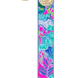 Lilly Pulitzer Durable Leatherette Strap Key Chain, Cute Wristlet Keychain Accessory with Metal Ring (Lil Earned Stripes)