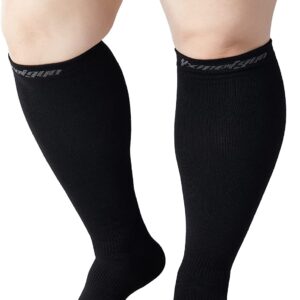 HGRTYXS Plus Size Compression Socks for Women Men Wide Calf, Compression Socks 2XL Circulation 20-30mmHg Support Knee High Stockings