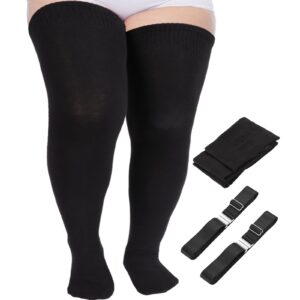 women plus size thigh high socks for thick thighs black over the knee stockings extra long leg warmers chunky knit stockings adjustable thigh garter belts