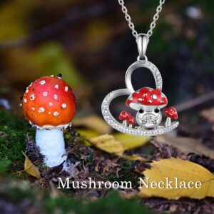 TYSO Mushroom Necklace 925 Sterling Silver Frog Mushroom Pendant Jewelry Gifts for Women