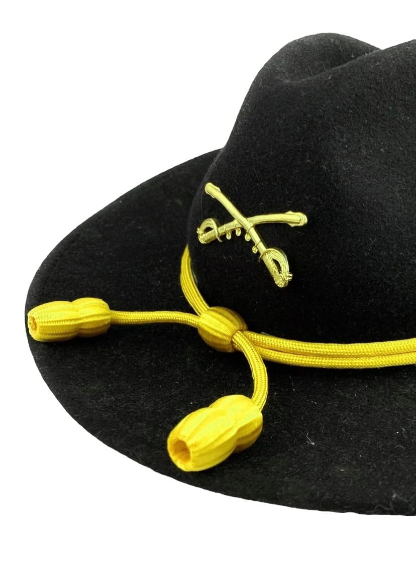 US Army Cavalry Yellow Acorn Campaign Hat Cord, Military Trooper Western Stetson Hat Band One Size