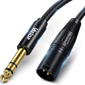 Veetop 1/4 Inch TRS to XLR Male Cable, Balanced 6.35mm Quarter inch TRS Plug to 3-pin XLR Male, Quarter inch TRS Male to XLR Male Microphone Cable, 10 Feet