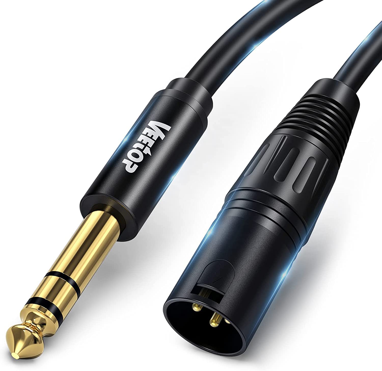 Veetop 1/4 Inch TRS to XLR Male Cable, Balanced 6.35mm Quarter inch TRS Plug to 3-pin XLR Male, Quarter inch TRS Male to XLR Male Microphone Cable, 10 Feet