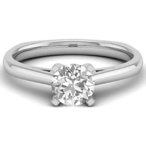 MRENITE 1ct Solitaire Round Moissanite Engagement Ring Solid 10K/14K/18K White Gold Round Cut Moissanite Ring(D Color VVS1 Clarity)