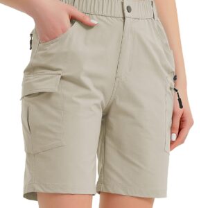 Nomolen Women's Hiking Cargo Shorts Lightweight Quick Dry Outdoor Golf Travel Shorts for Women with Zipper Pockets UPF 50+