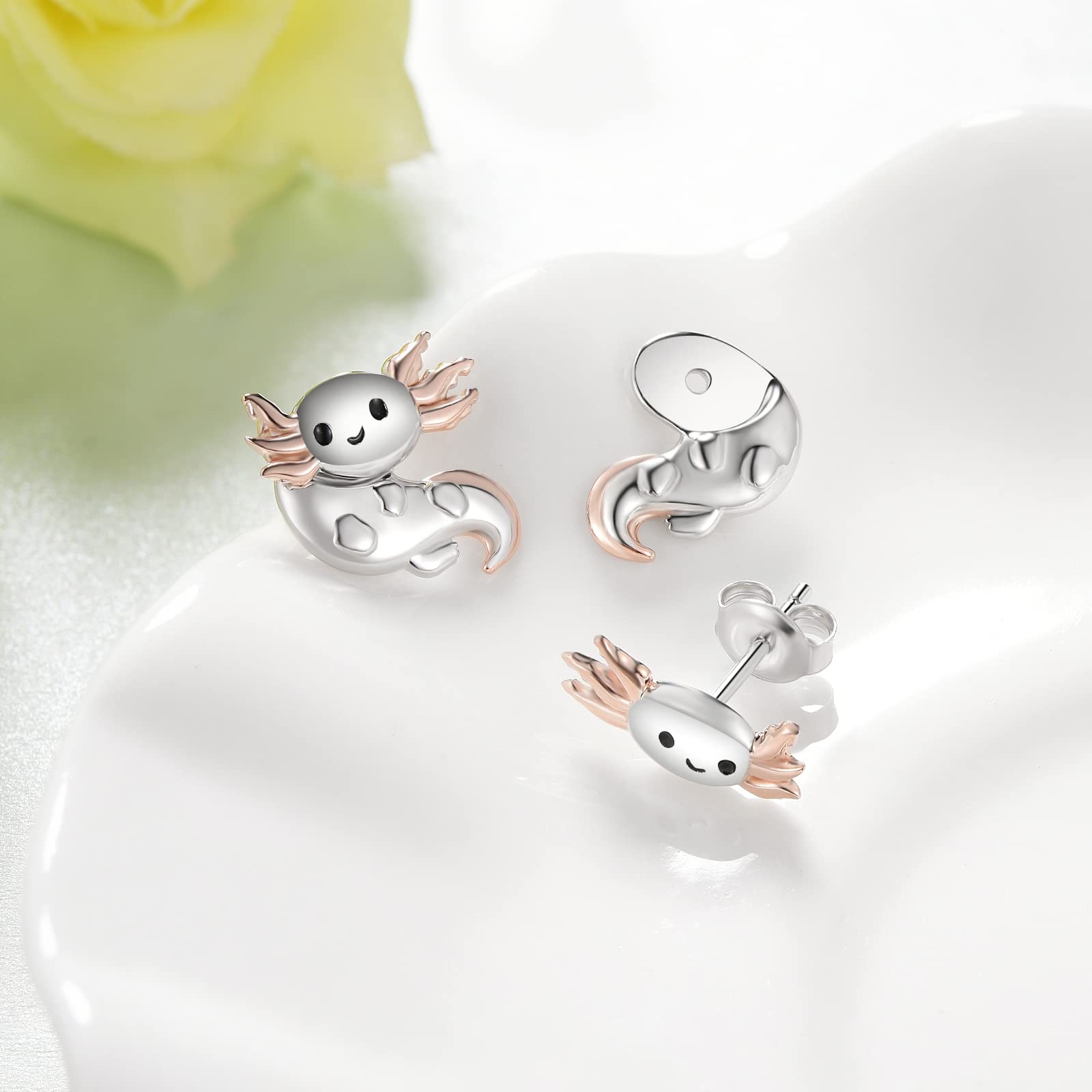 Axolotl Earrings 925 Sterling Silver Axolotl Stud Earrings Cute Animal Jewelry Gifts for Women