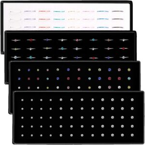 4 Sets 200 Pcs Nose Rings Studs and Hoops, Straight Shaped Surgical Stainless Steel Hypoallergenic Piercing Jewelry for Women Men and Ideal Gift