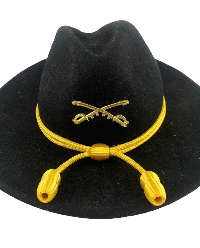 US Army Cavalry Yellow Acorn Campaign Hat Cord, Military Trooper Western Stetson Hat Band One Size