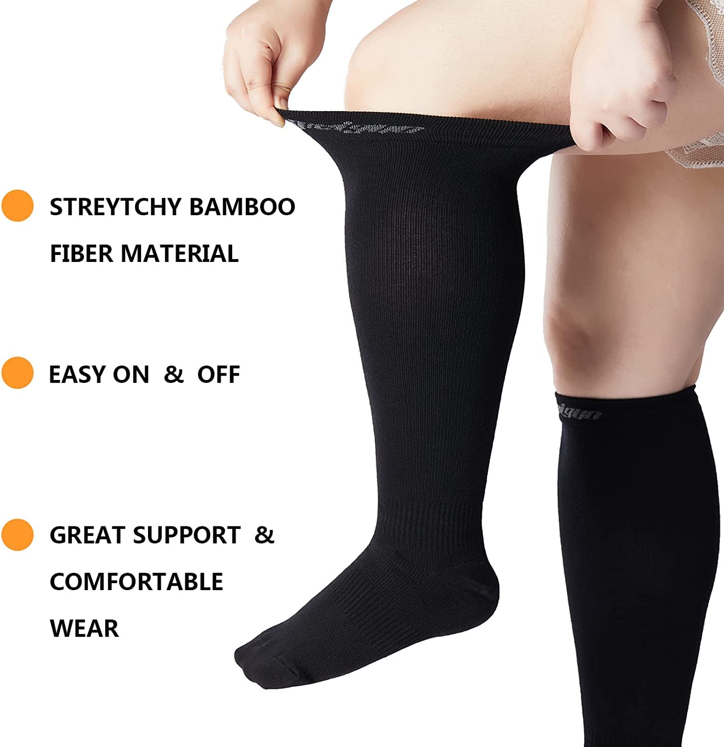 HGRTYXS Plus Size Compression Socks for Women Men Wide Calf, Compression Socks 2XL Circulation 20-30mmHg Support Knee High Stockings