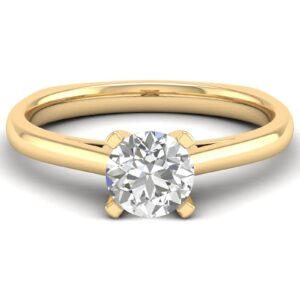 MRENITE 1ct Solitaire Round Moissanite Engagement Ring Solid 10K/14K/18K Yellow Gold Round Cut Moissanite Ring(D Color VVS1 Clarity)