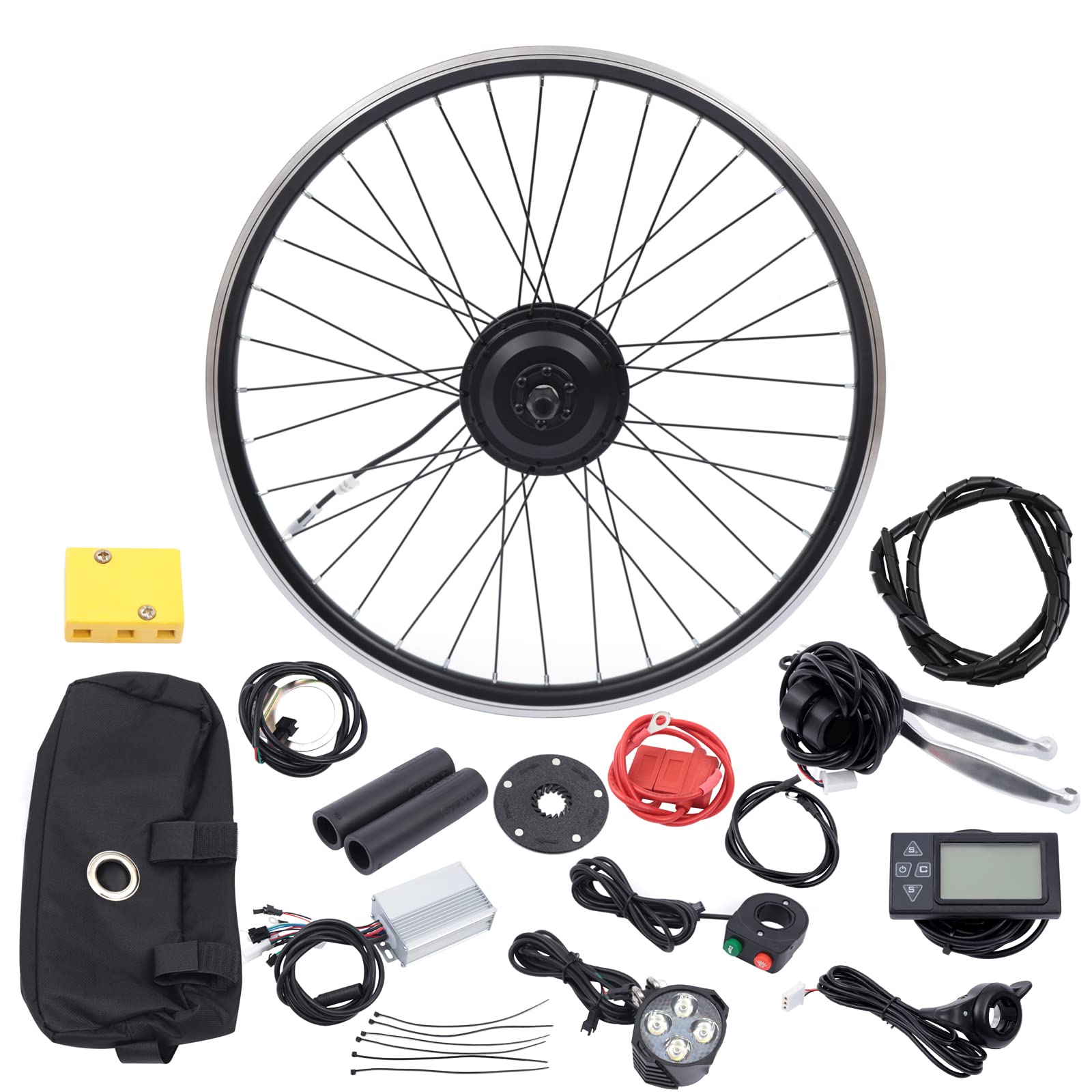 36V 350W Electric Bicycle Conversion Kit with LCD Display Controller 26" E-Bike Front Hub Motor Wheel 21mile/h (35km/h) High Speed Brushless Gearless Hub Motor Kit