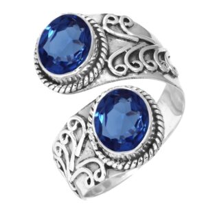 jeweloporium 925 sterling silver ring for women blue sapphire simulated gemstone boho silver ring size 6 wedding gift statement jewelry